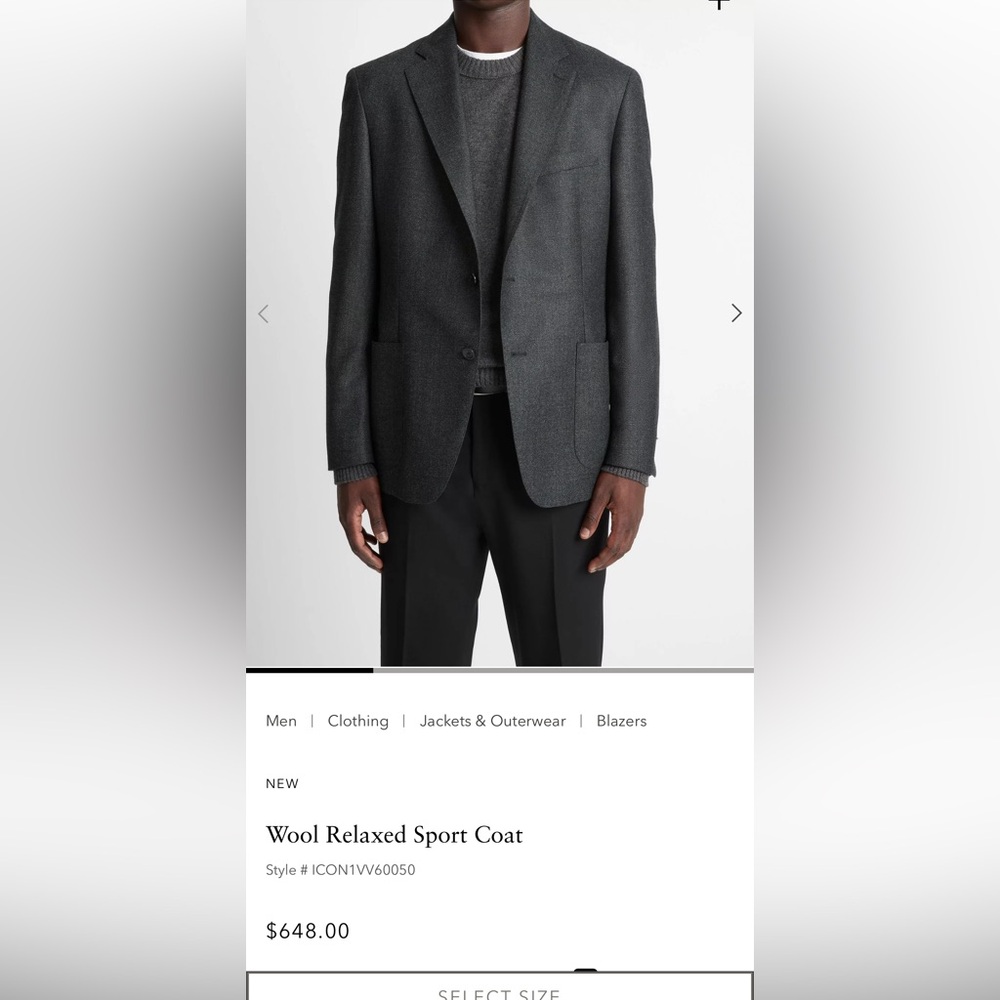 VINCE Wool Mens Blazer Sz 38
